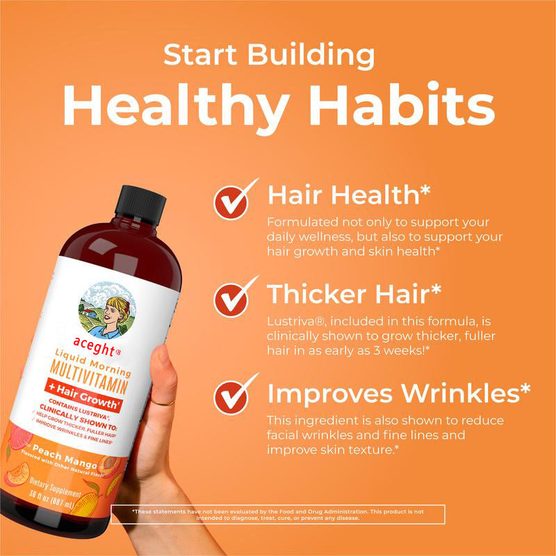 aceght's Liquid Multivitamin + Hair Growth With Clinically Tested Lustriva