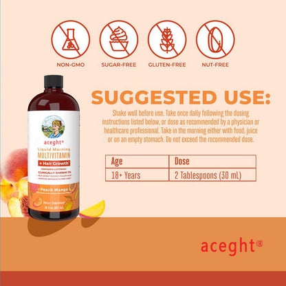 aceght's Liquid Multivitamin + Hair Growth With Clinically Tested Lustriva