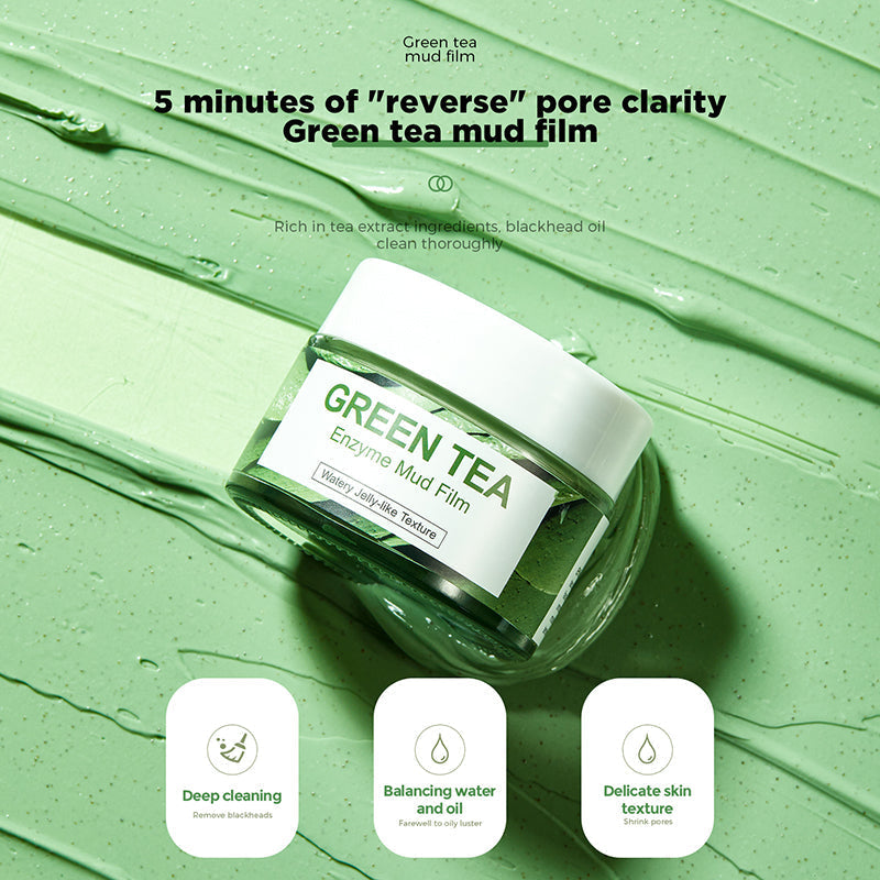 Mascarilla de arcilla enzimática de té verde: limpieza profunda, adecuada para pieles grasas 