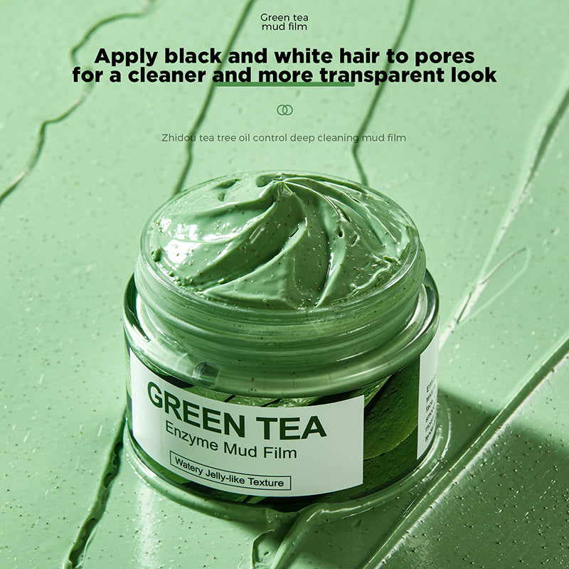 Mascarilla de arcilla enzimática de té verde: limpieza profunda, adecuada para pieles grasas 
